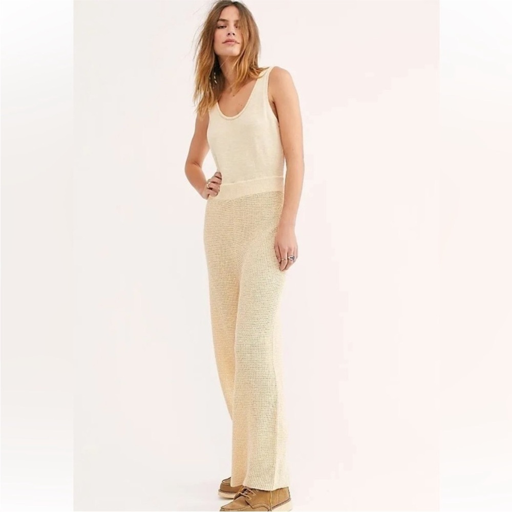 Free People FP Beach Vero One Piece Linen Knit Jumpsuit Size S